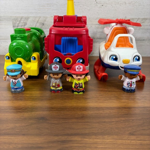 Fisher Price Little‎ People Fire Truck Helicopter and Train 2016 - Picture 1 of 15